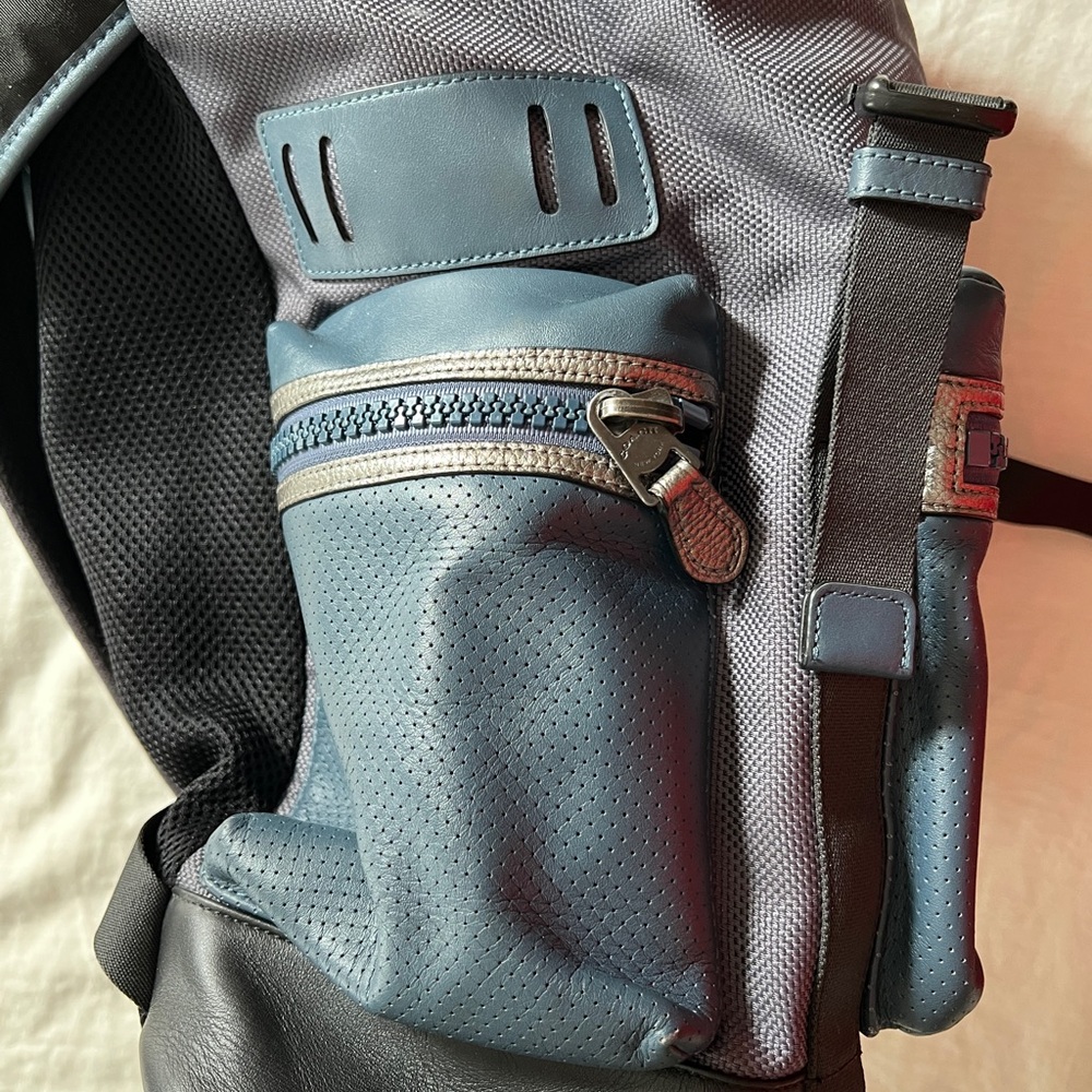 Coach Blue and Black TERRAIN TREK Leather Backpack - Picture 6 of 11